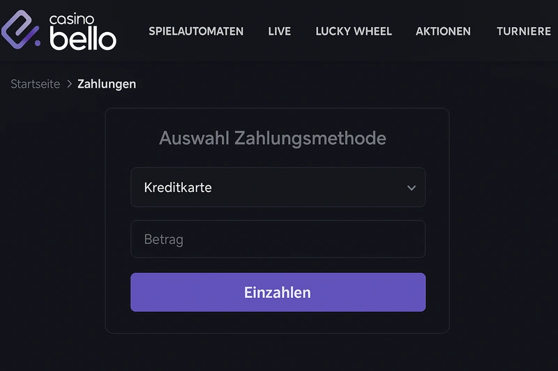 casinobello deposit page